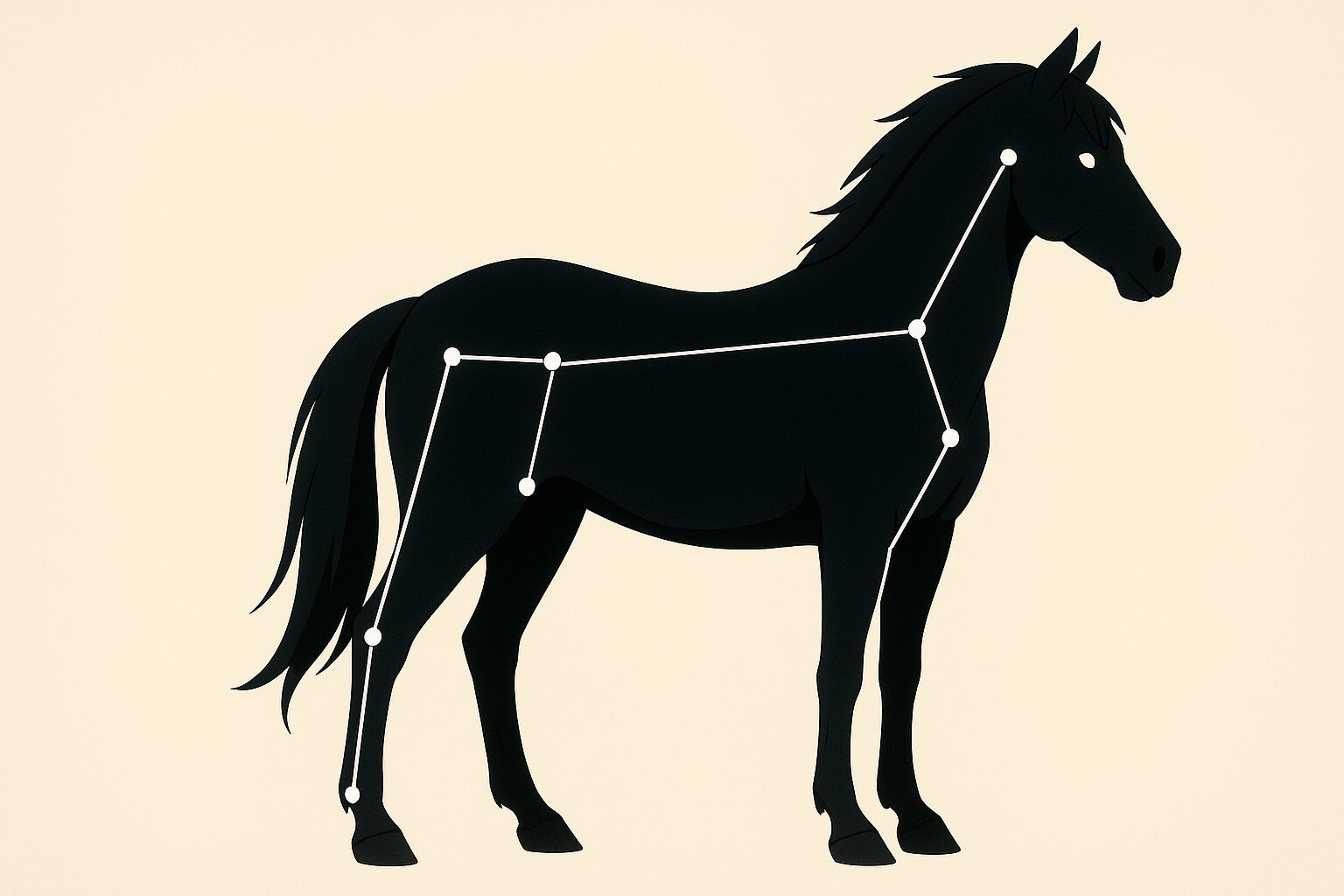 Silhueta de um cavalo para acupuntura